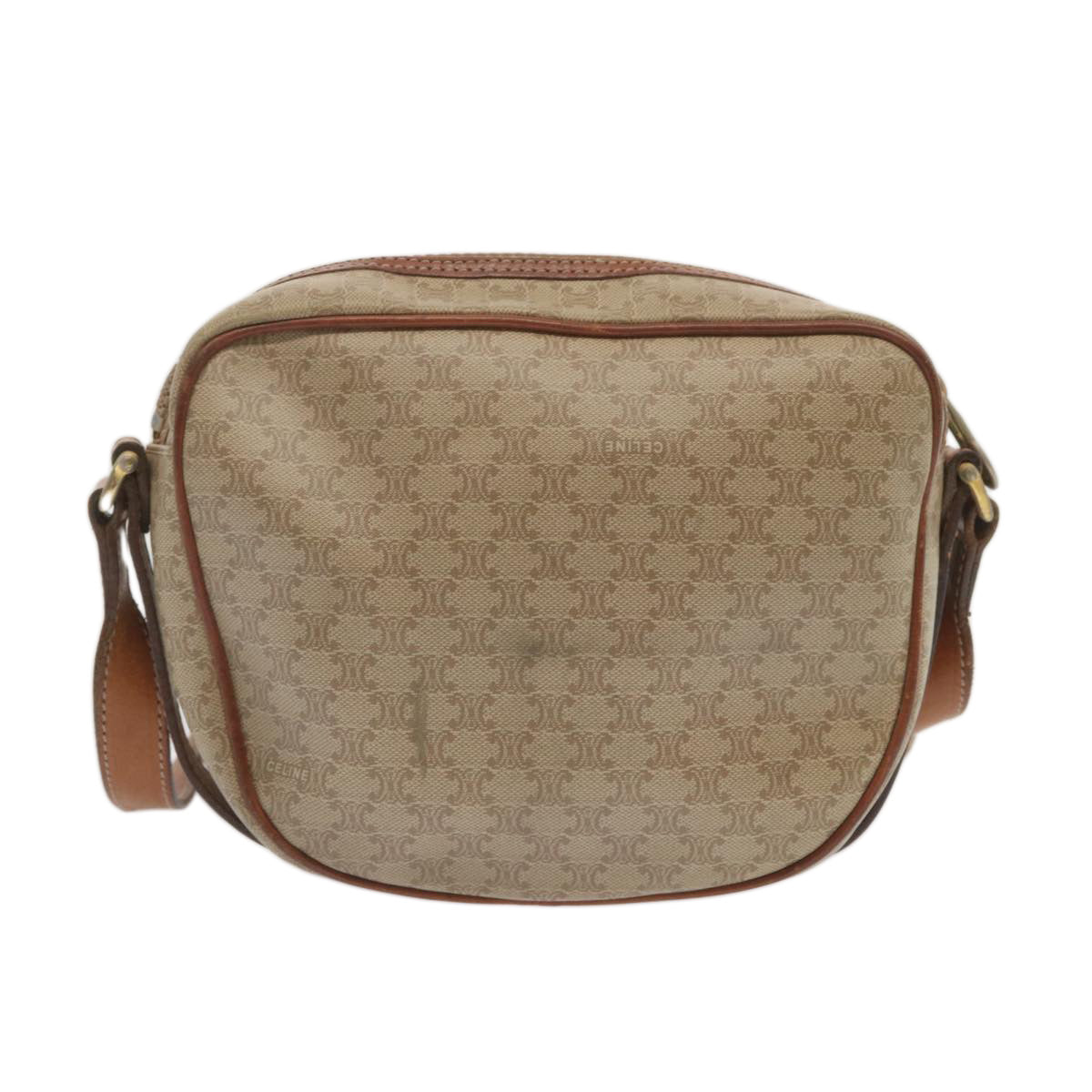 Luxury CELINE Macadam Canvas Shoulder Bag Beige 12764