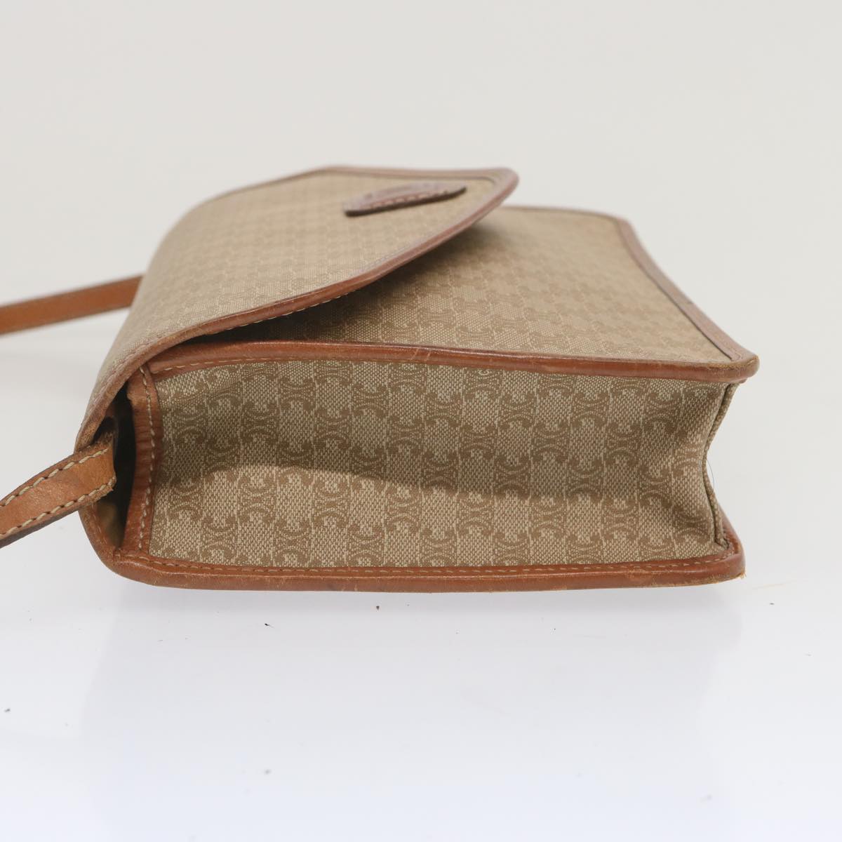 Luxury CELINE Macadam Canvas Shoulder Bag Beige 12923