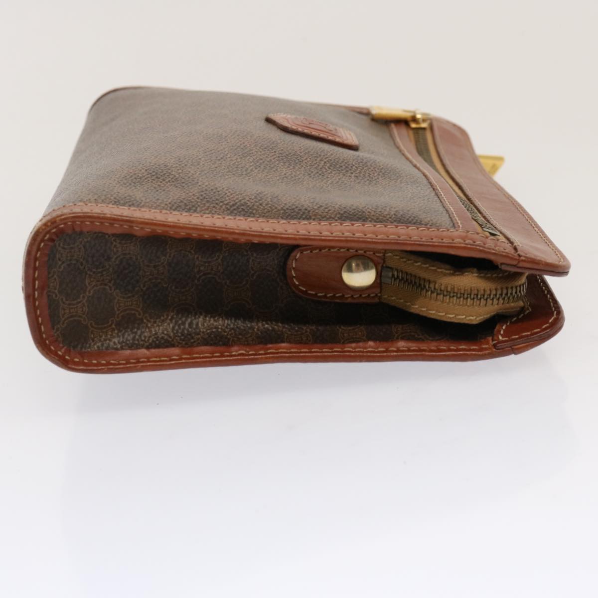 Luxury CELINE Macadam Canvas Clutch Bag PVC Brown 13124