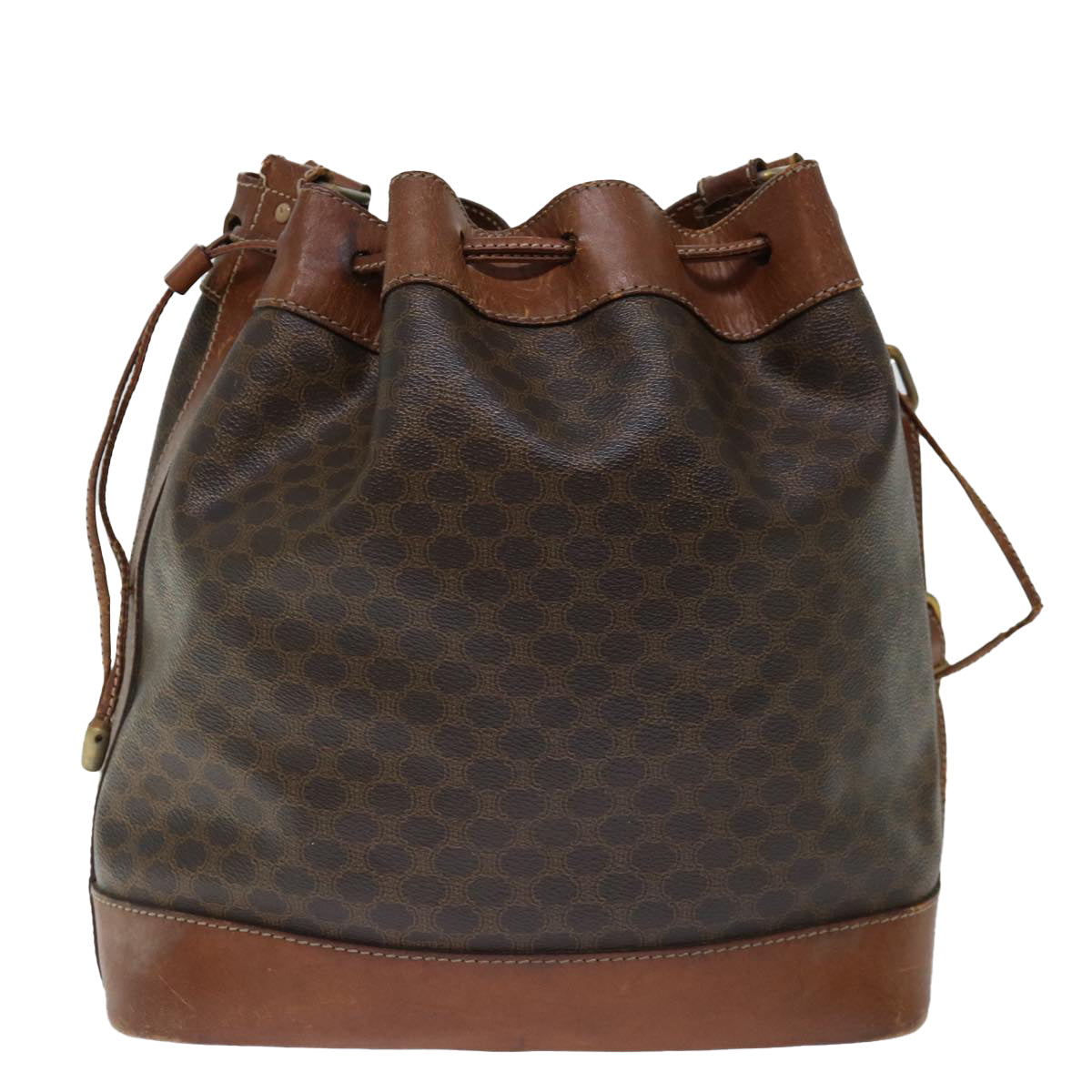 Luxury CELINE Macadam Canvas Shoulder Bag PVC Brown 13427