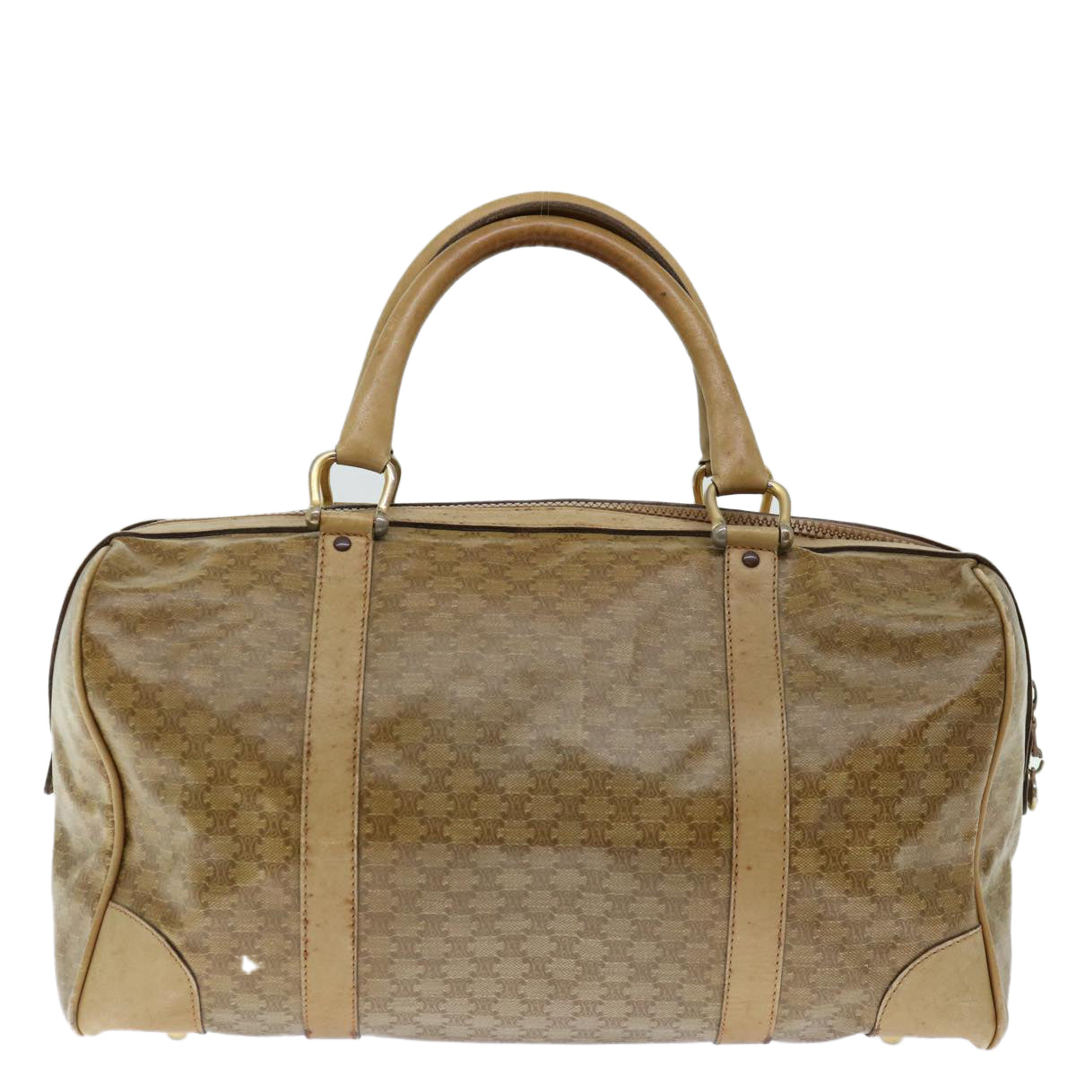 Luxury CELINE Macadam Canvas Boston Bag Beige 13428