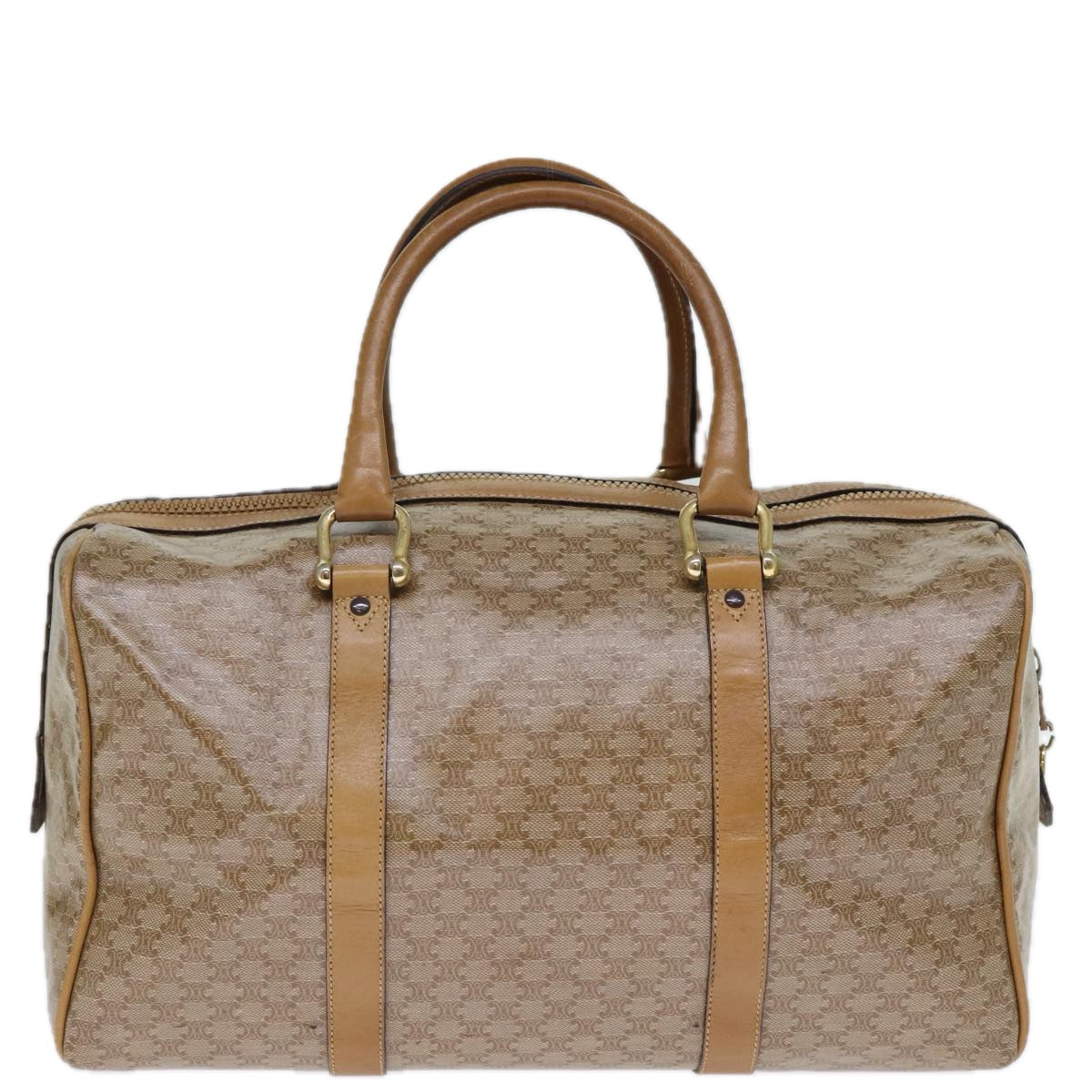 Luxury CELINE Macadam Canvas Boston Bag Coated Canvas Beige 13994