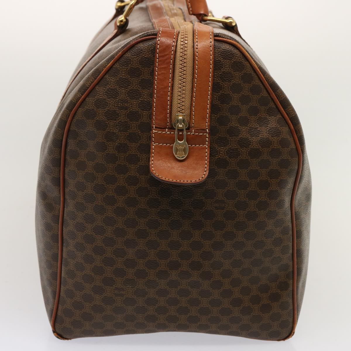 Luxury CELINE Macadam Canvas Boston Bag PVC Brown 14073