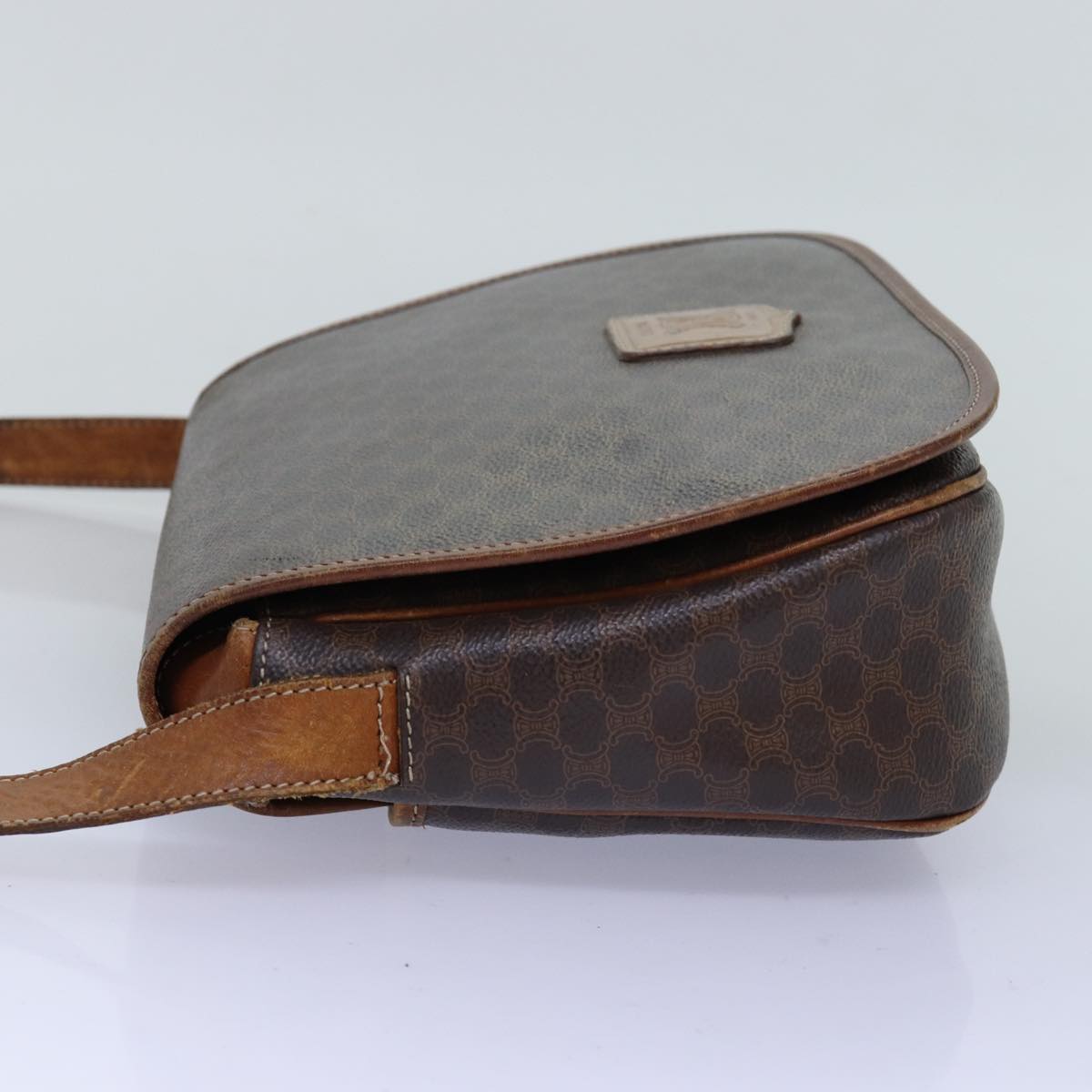 Luxury CELINE Macadam Canvas Shoulder Bag PVC Brown 14110