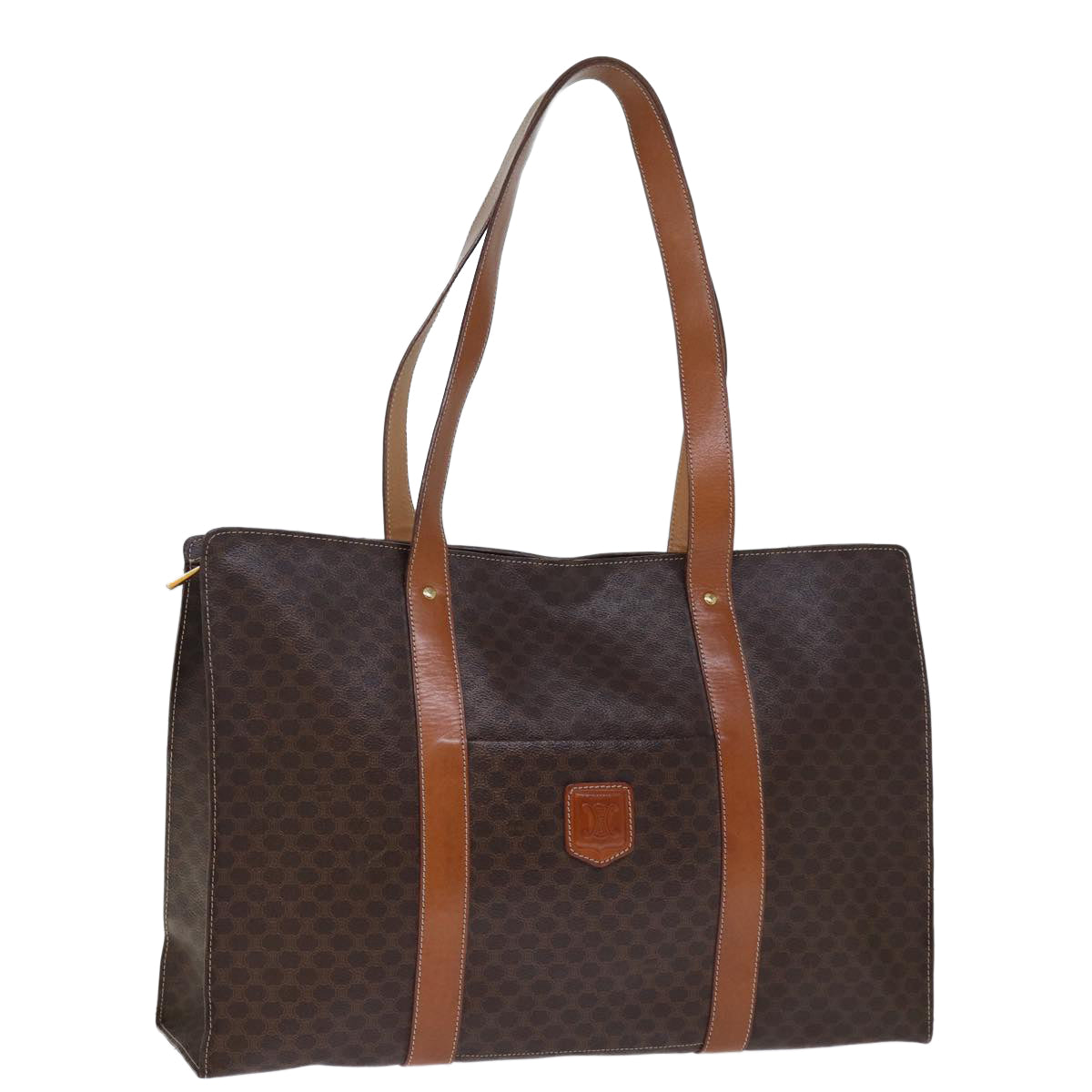 Luxury CELINE Macadam Canvas Tote Bag PVC Brown 14330