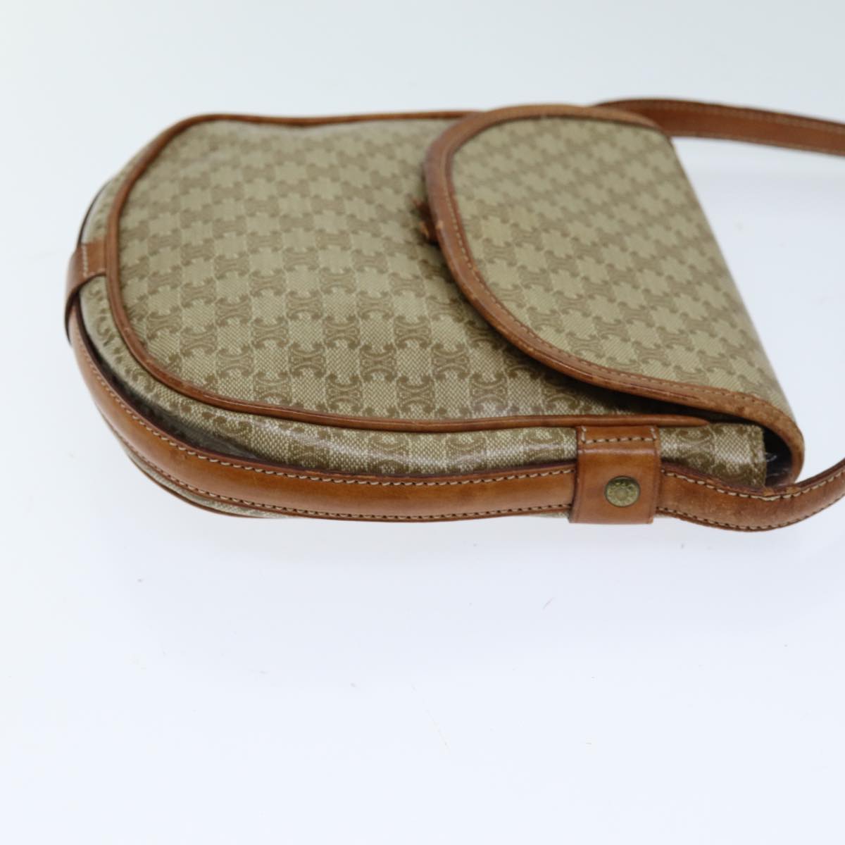 Luxury CELINE Macadam Canvas Shoulder Bag Beige 14377