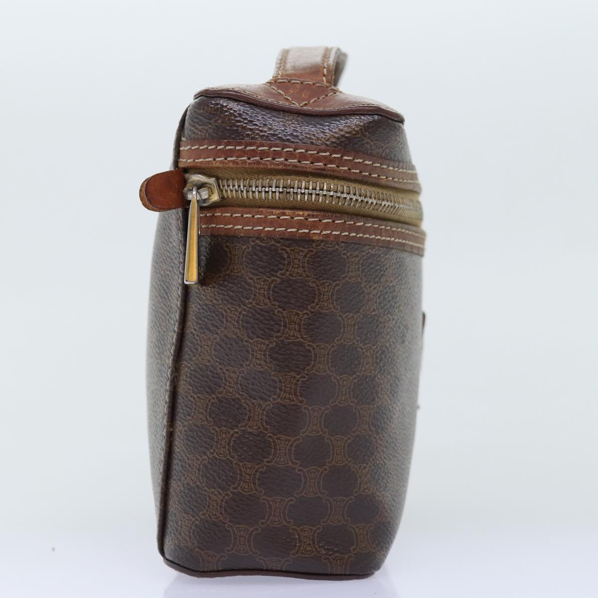 Luxury CELINE Macadam Canvas Vany Hand Bag PVC Brown 14476