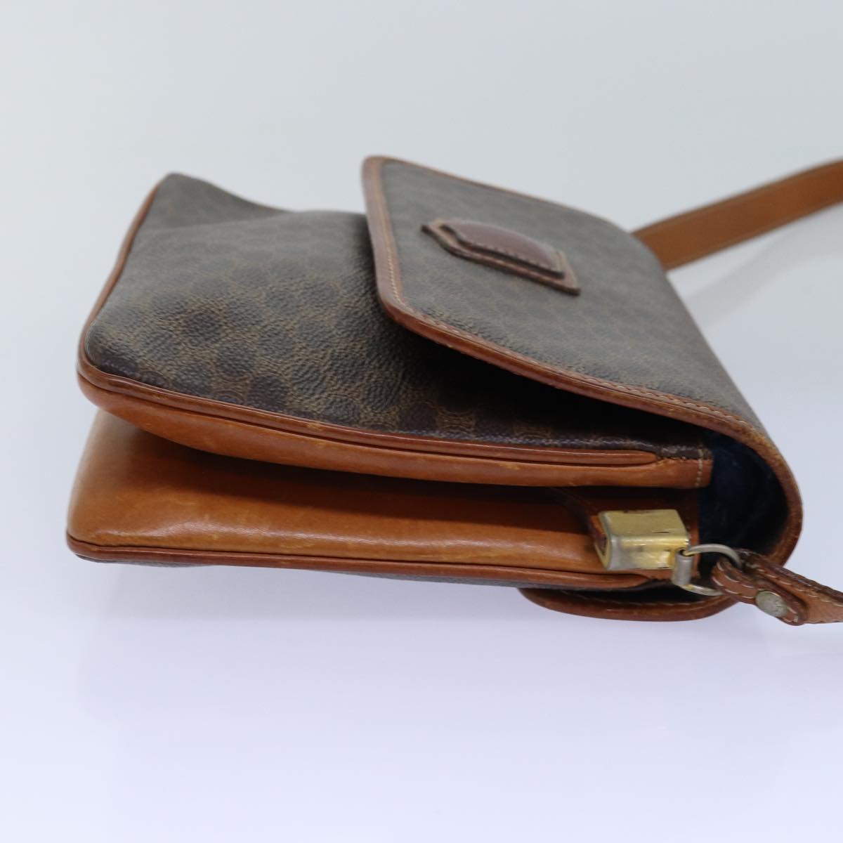 Luxury CELINE Macadam Canvas Shoulder Bag PVC Brown 14757