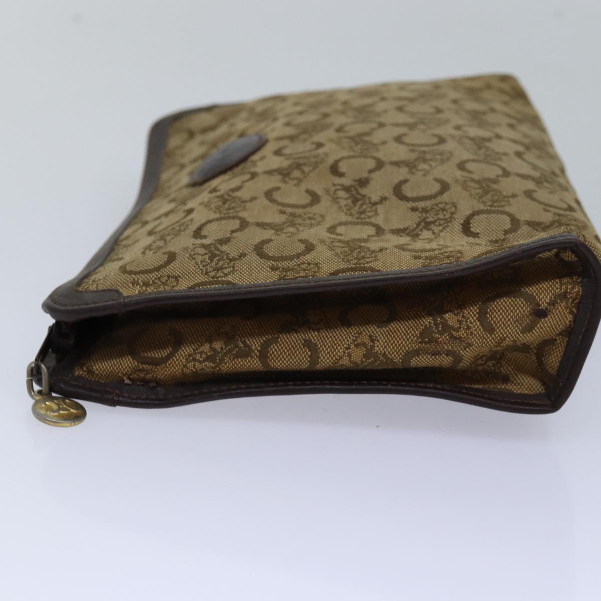 Luxury CELINE C Macadam Canvas Clutch Bag Beige 14954