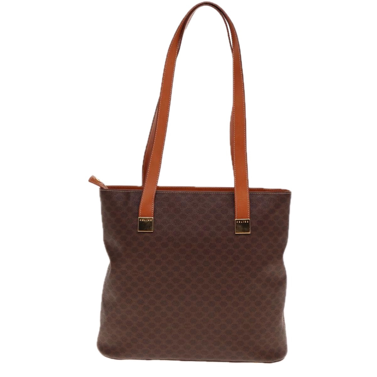 Luxury CELINE Macadam Canvas Tote Bag PVC Leather Brown 15280
