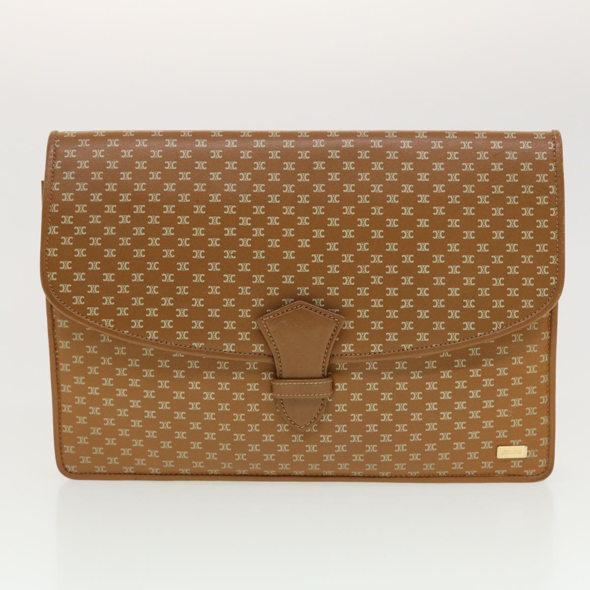 Luxury CELINE Shoulder Chain Clutch Bag Leather 2Set Brown Whe 5313
