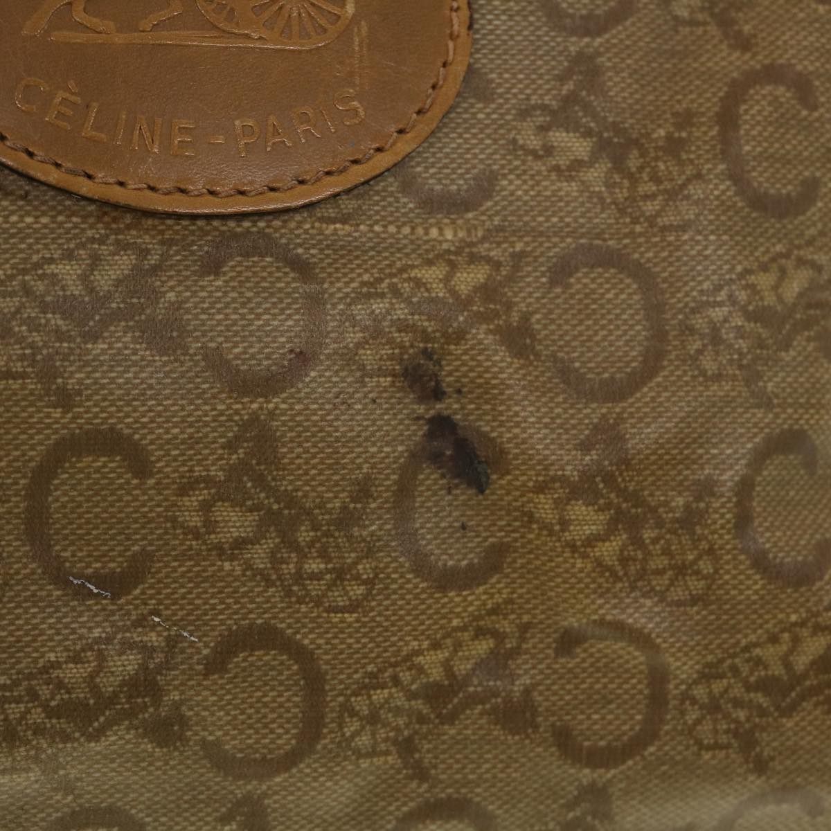 Luxury CELINE C Macadam Canvas Boston Bag Brown 5755