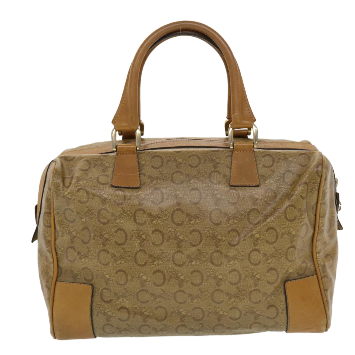 Luxury CELINE C Macadam Canvas Boston Bag Brown 5755