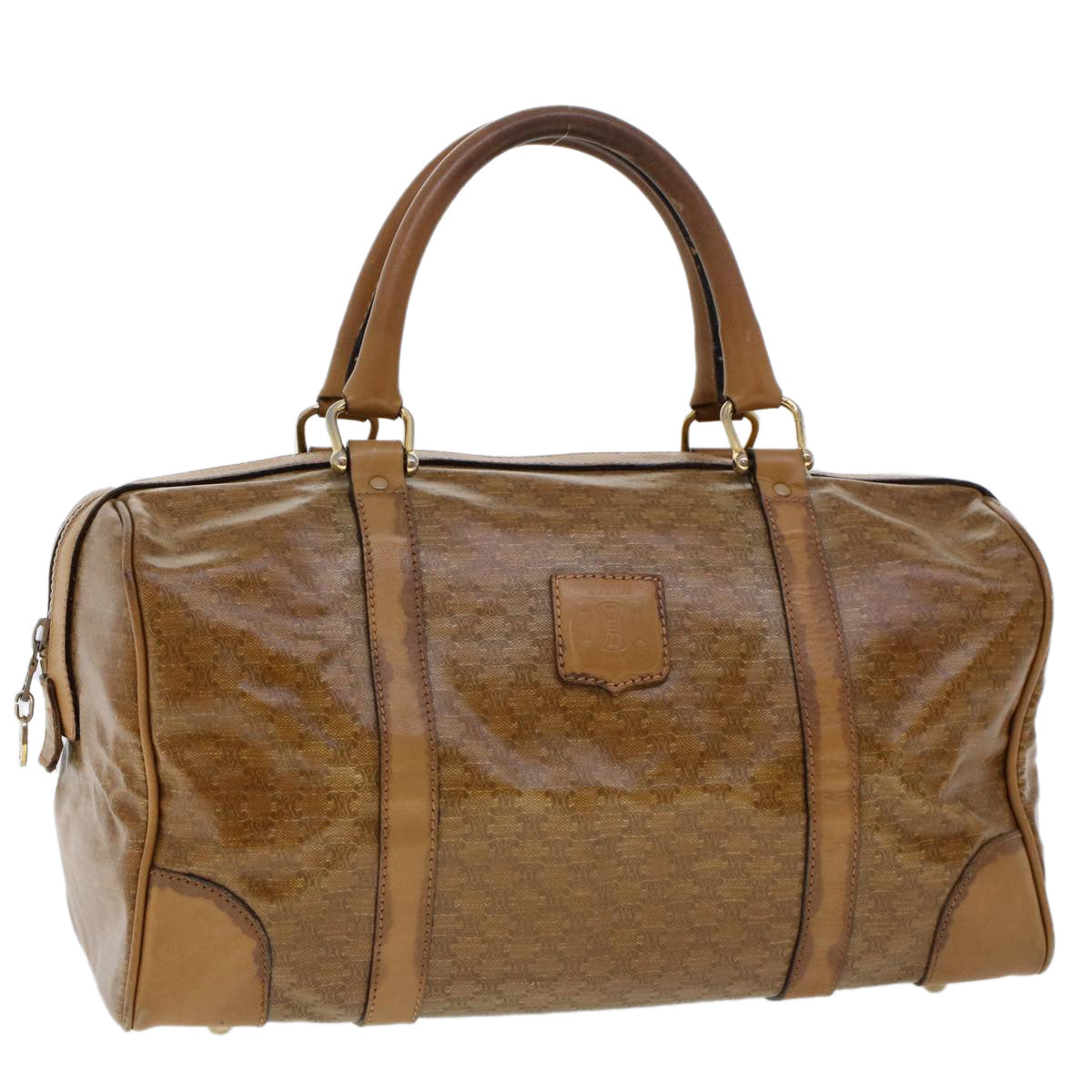 Luxury CELINE Macadam Canvas Boston Bag Coated Canvas Brown 6013