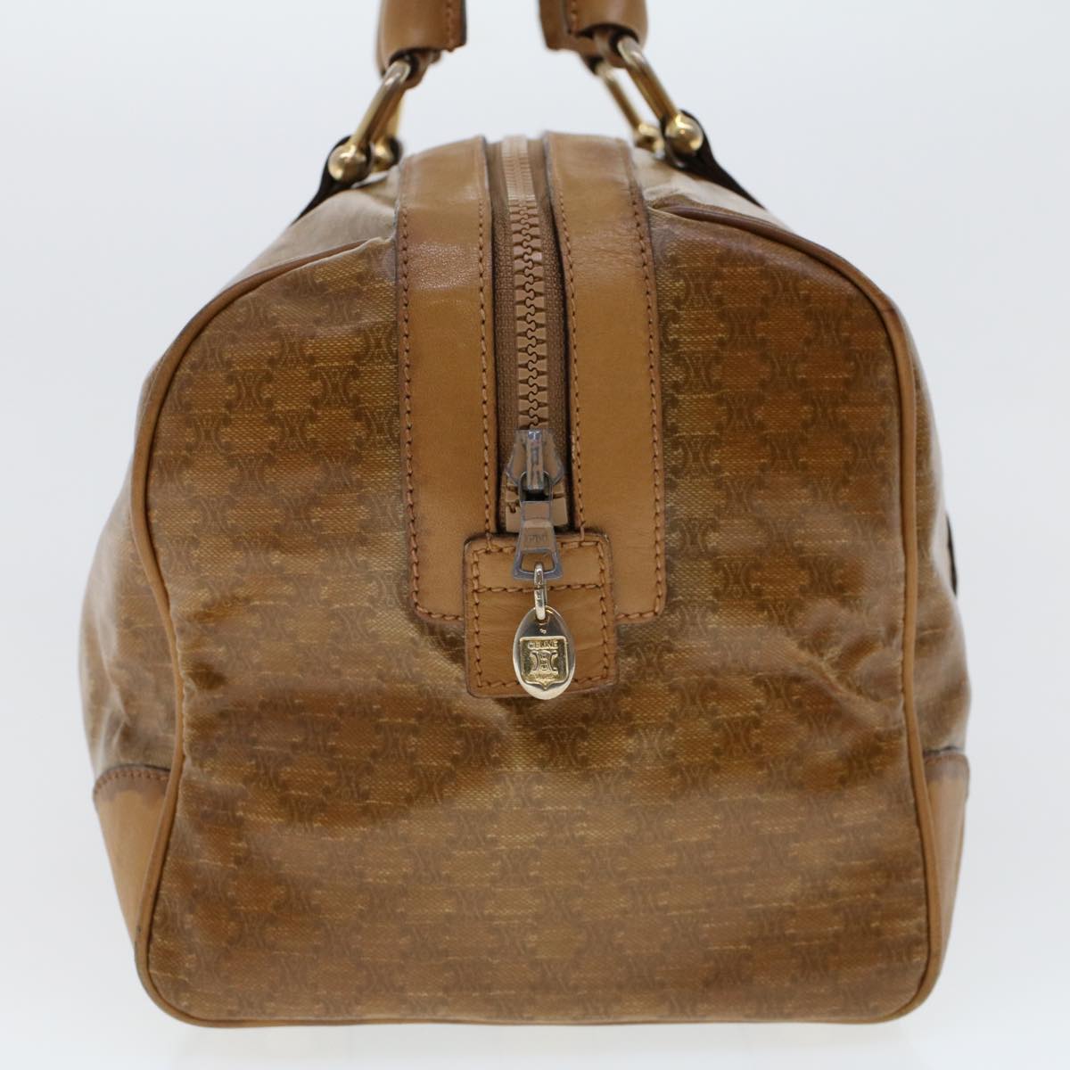 Luxury CELINE Macadam Canvas Boston Bag Coated Canvas Brown 6013