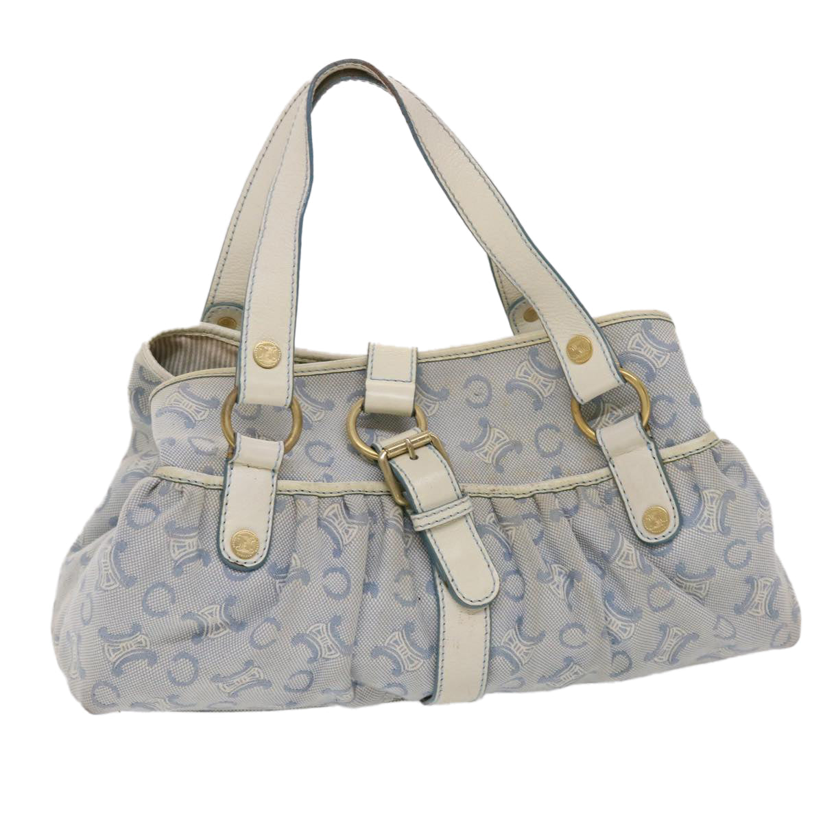 Luxury CELINE Paris Macadam Shoulder Bag Canvas Blue Whe 6303