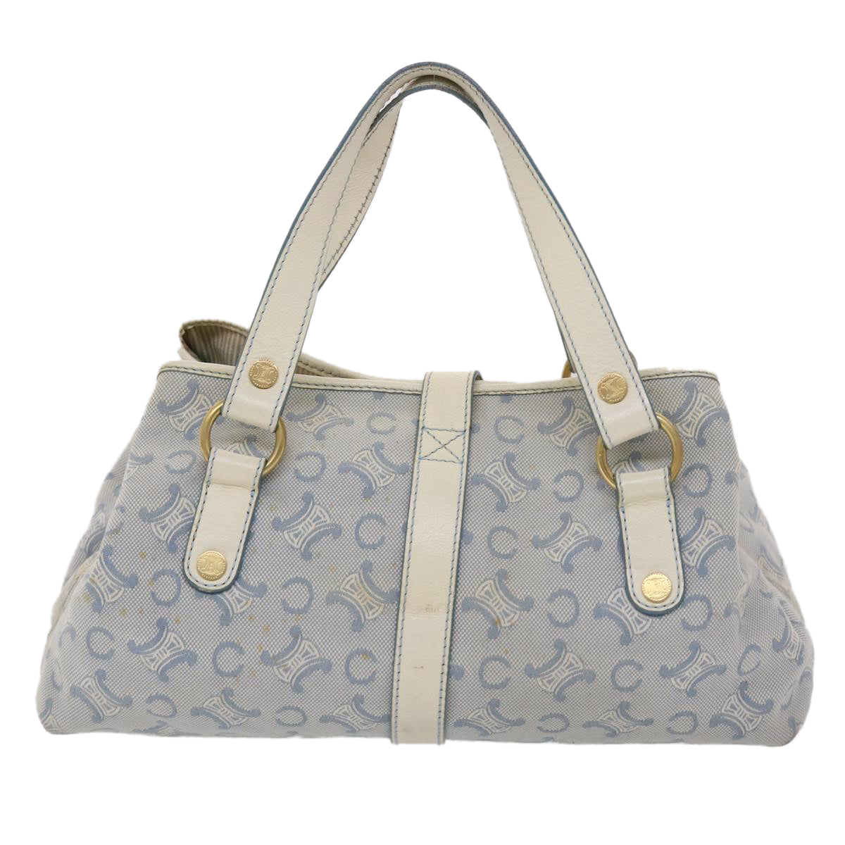Luxury CELINE Paris Macadam Shoulder Bag Canvas Blue Whe 6303