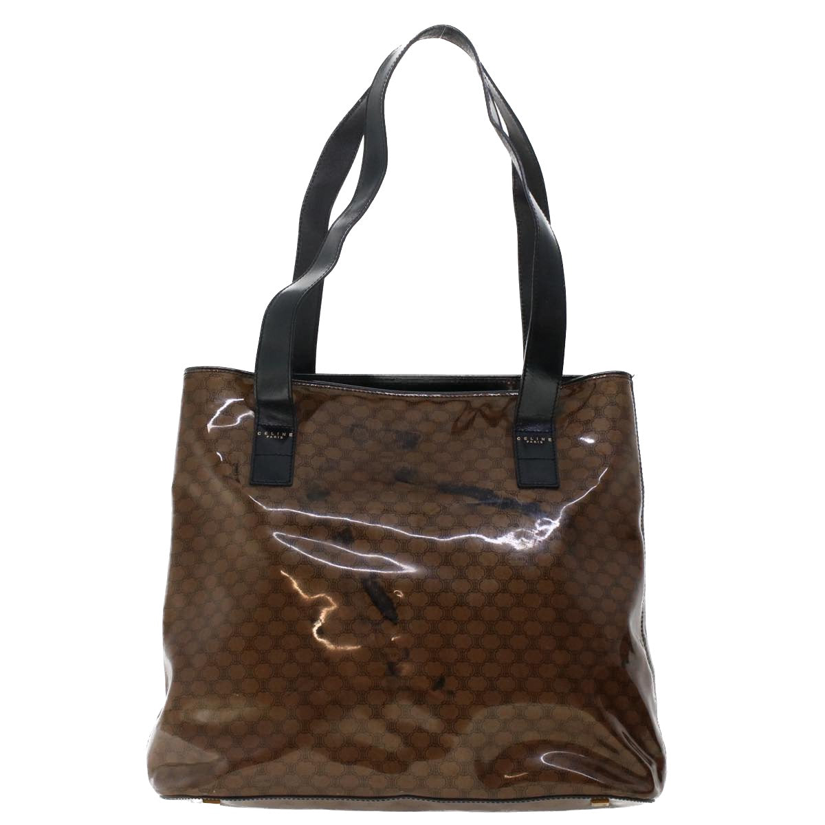 Luxury CELINE Macadam Canvas Pouch Shoulder Bag Enamel 3Set Black Brown 6451