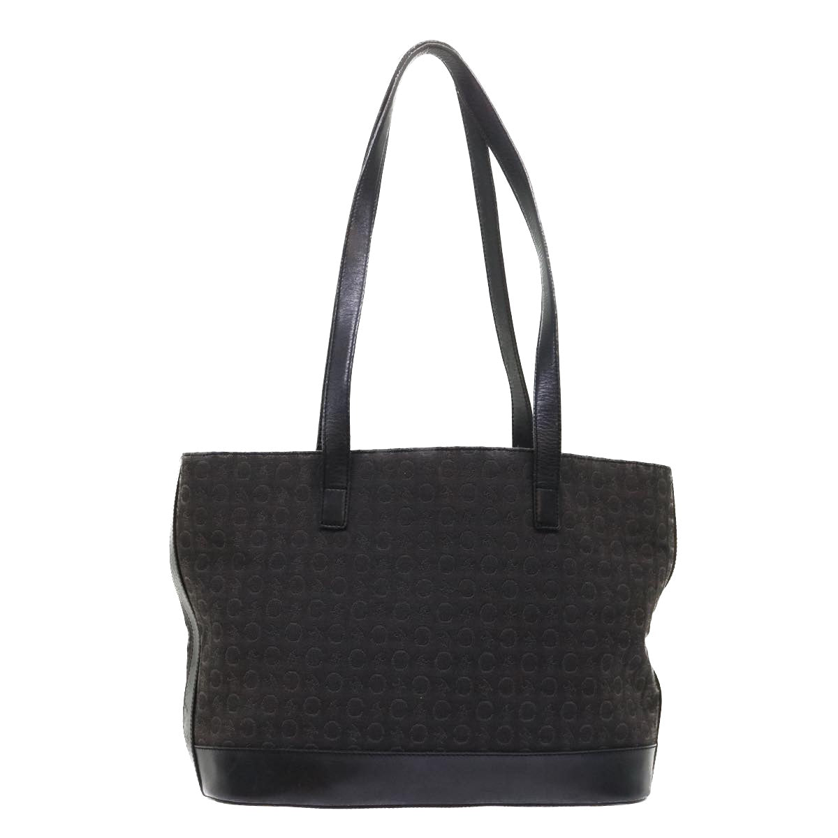 Luxury CELINE C Macadam Canvas Tote Bag Leather Black 6508