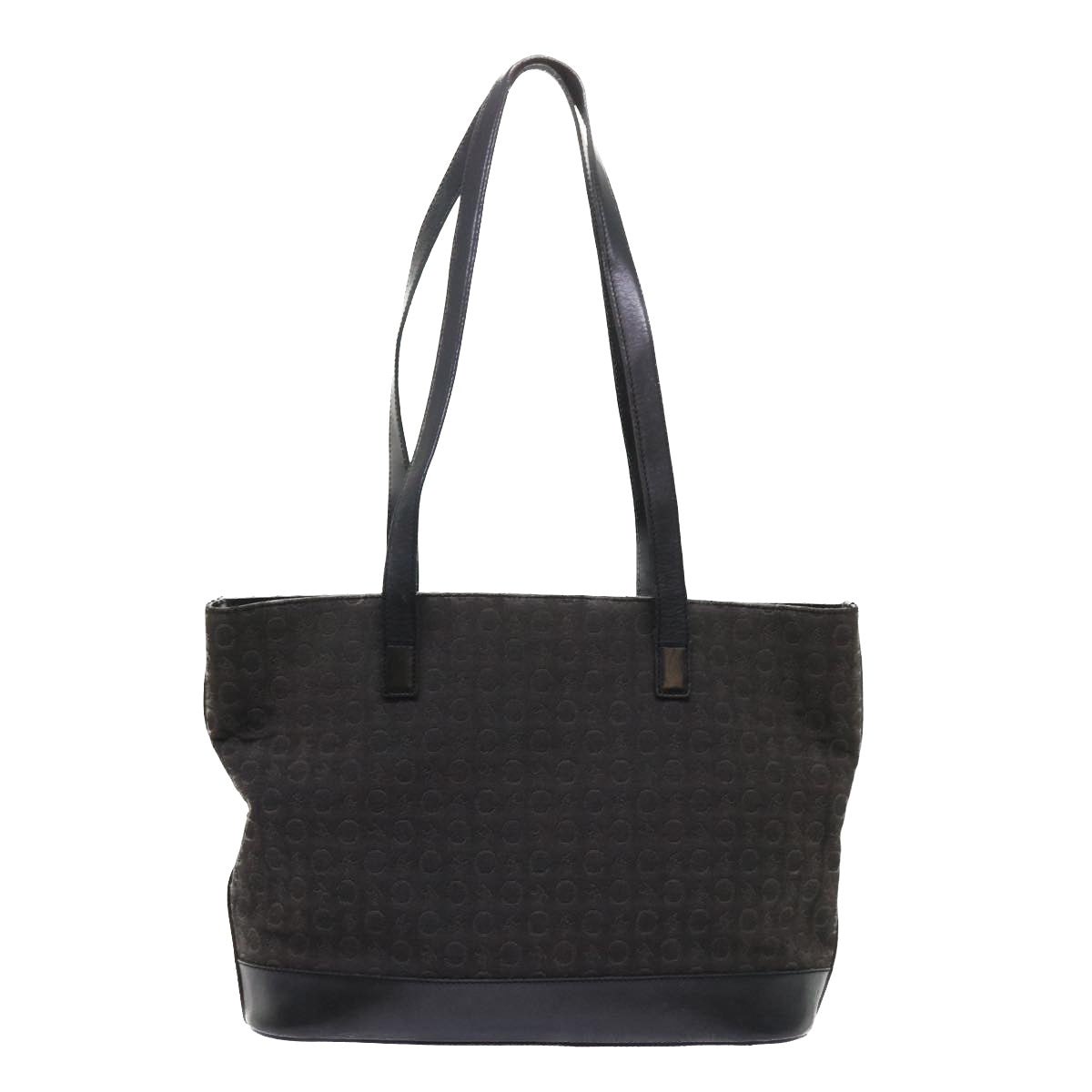 Luxury CELINE C Macadam Canvas Tote Bag Leather Black 6508