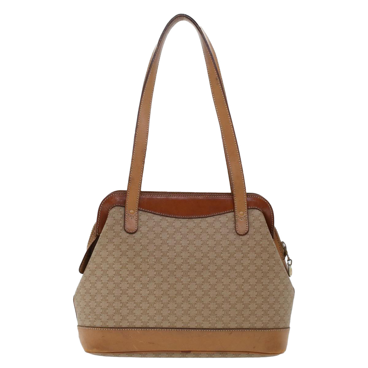 Luxury CELINE Macadam Canvas Pouch Shoulder Bag 2Set Beige 6571