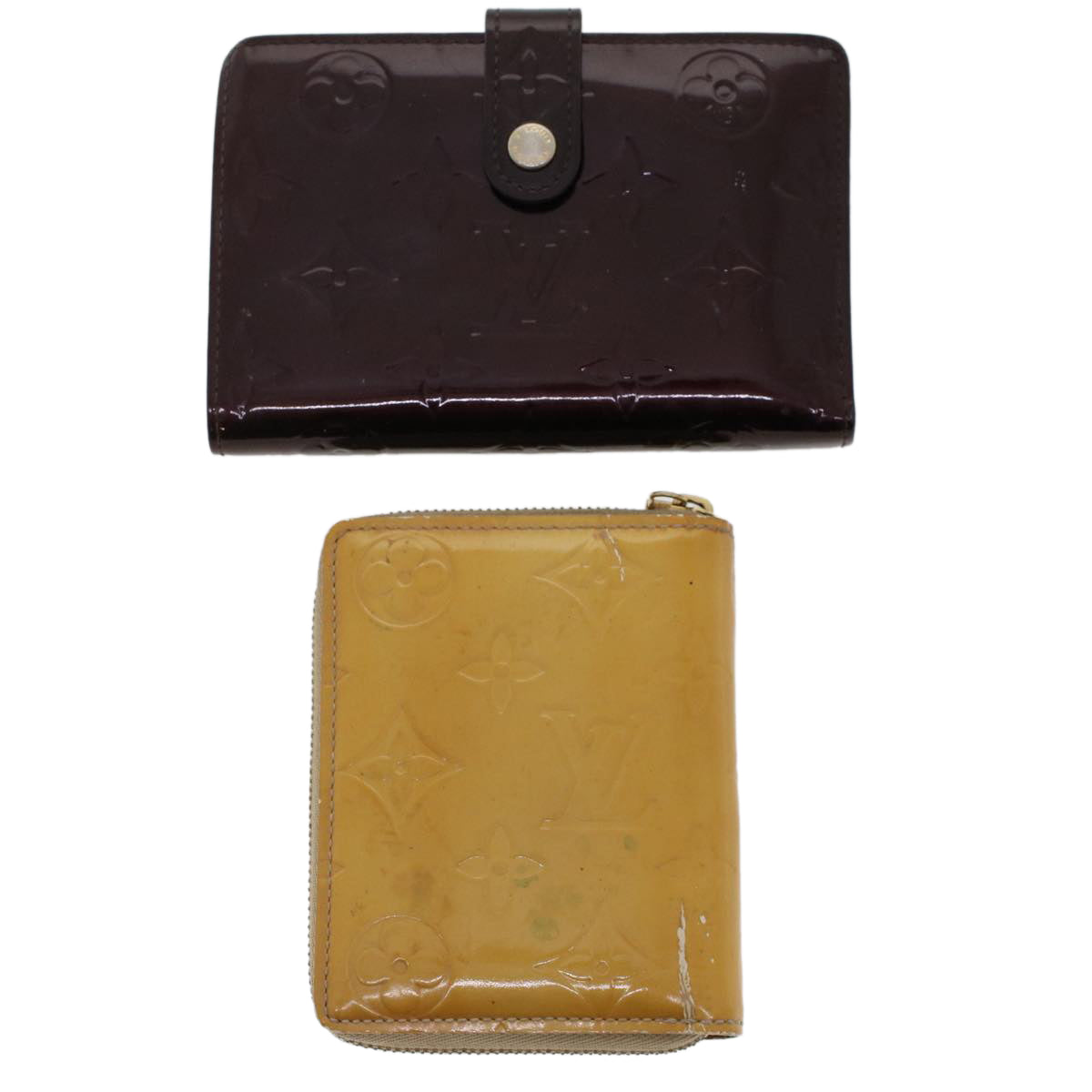 LOUIS VUITTON Monogram Vernis Wallet 2Set Beige Violet LV Auth bs6716