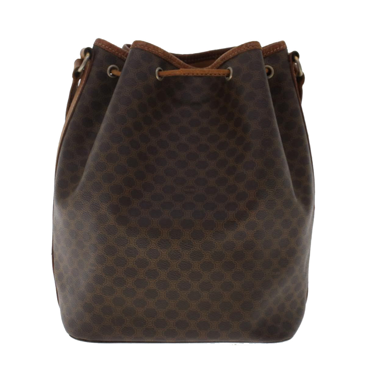 Luxury CELINE Macadam Canvas Shoulder Bag PVC Leather Brown 6871
