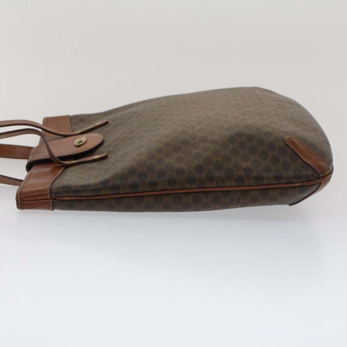 Luxury CELINE Macadam Canvas Shoulder Bag PVC Leather Brown 7491