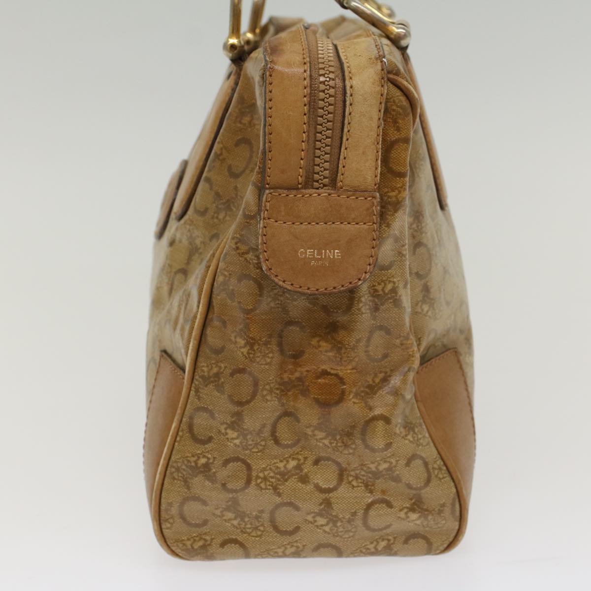Luxury CELINE C Macadam Canvas Boston Bag Beige 7533