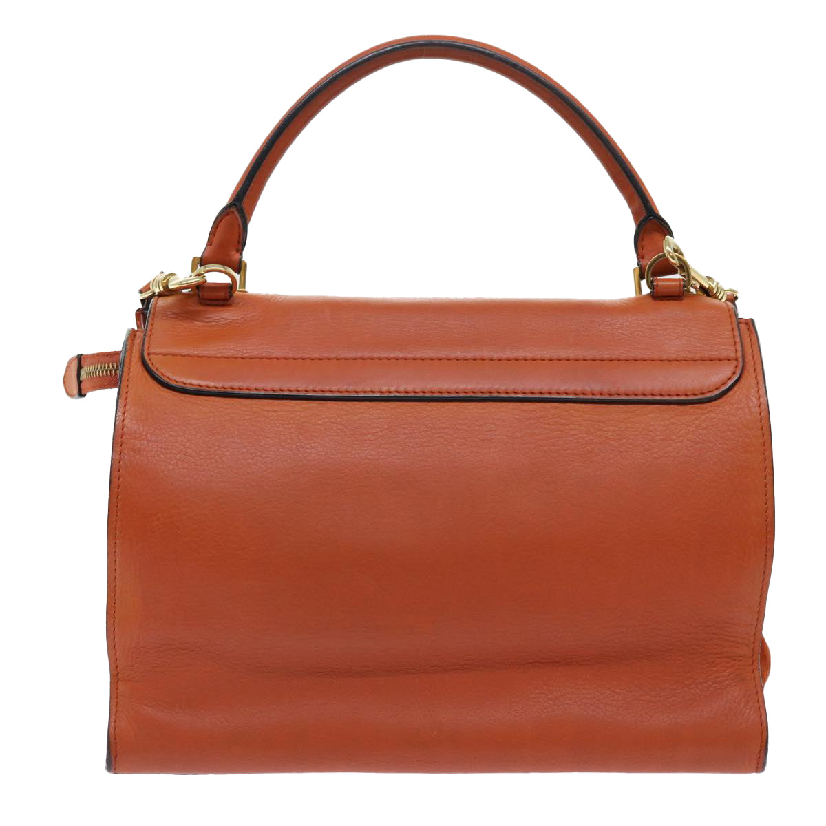 Luxury CELINE Shoulder Bag Leather 2way Orange 7869