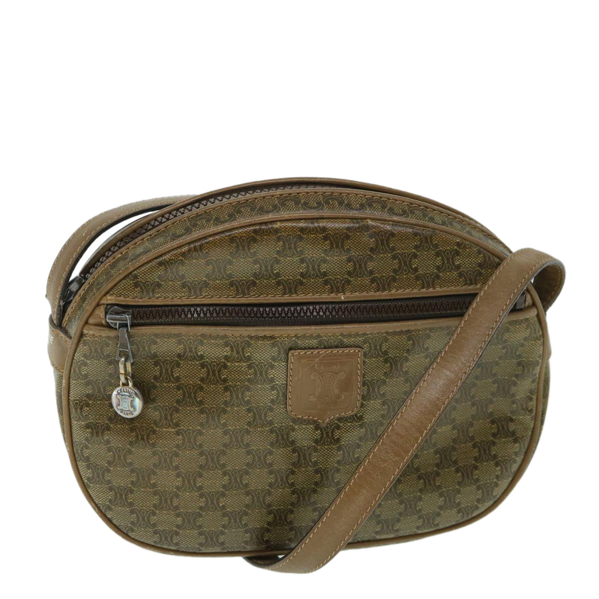 Luxury CELINE Macadam Canvas Shoulder Bag Brown 8712