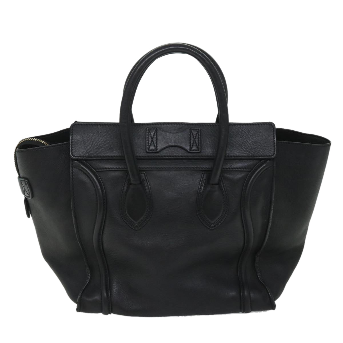 Luxury CELINE Luggage Tote Bag Leather Black 9159