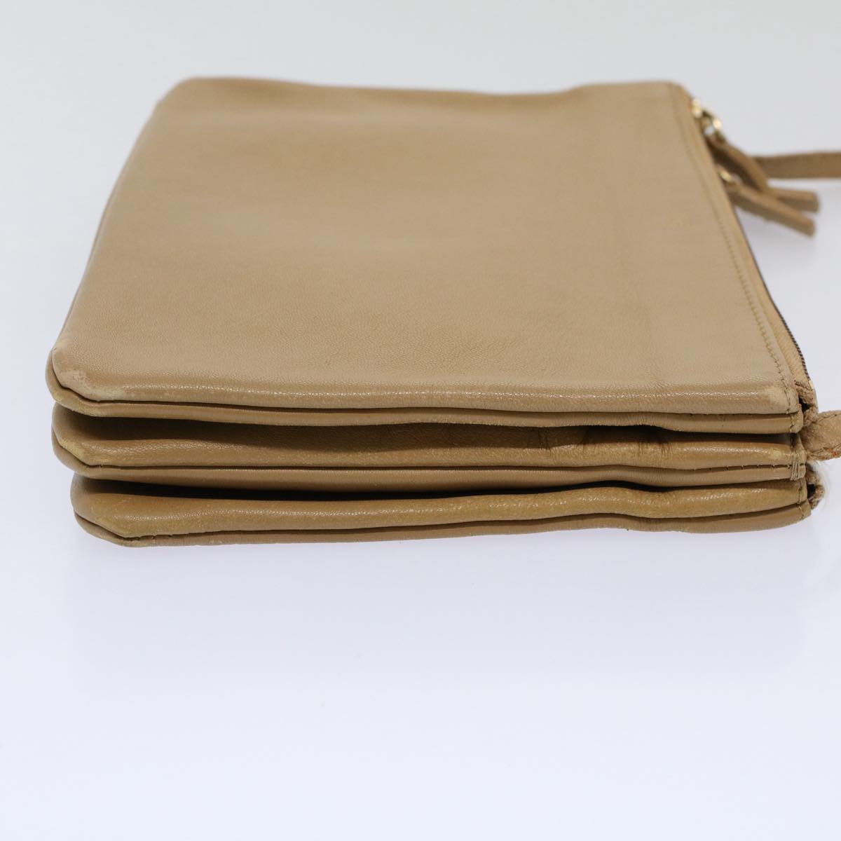 Luxury CELINE Trio PM Shoulder Bag Leather Beige 9583