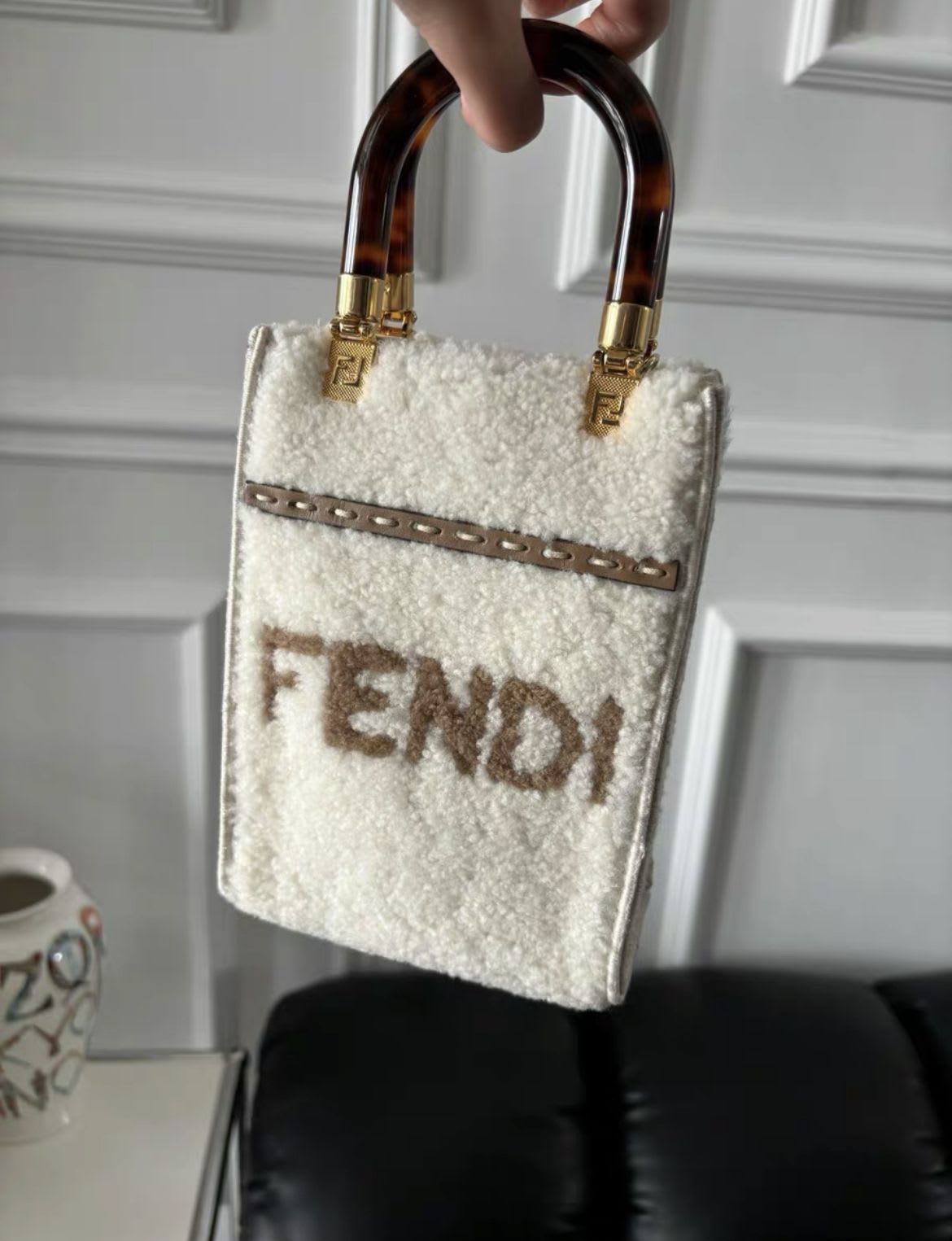 Fendi Sunshine Leather Red Tote Bag Style 16