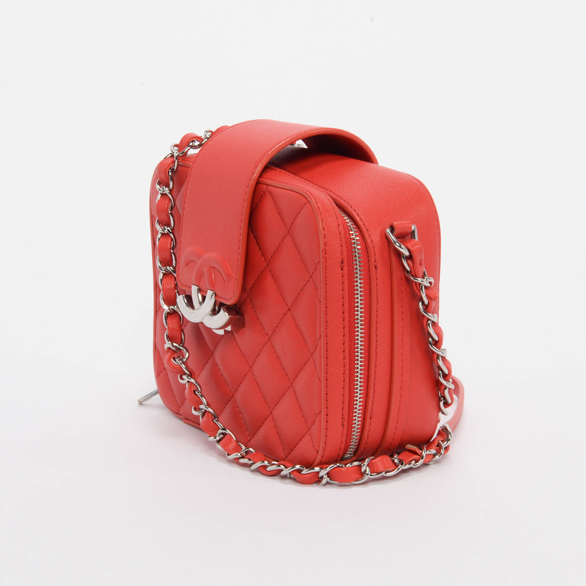Chanel Red Quilted Leather Mini CC Camera Bag - Rovelle Bags