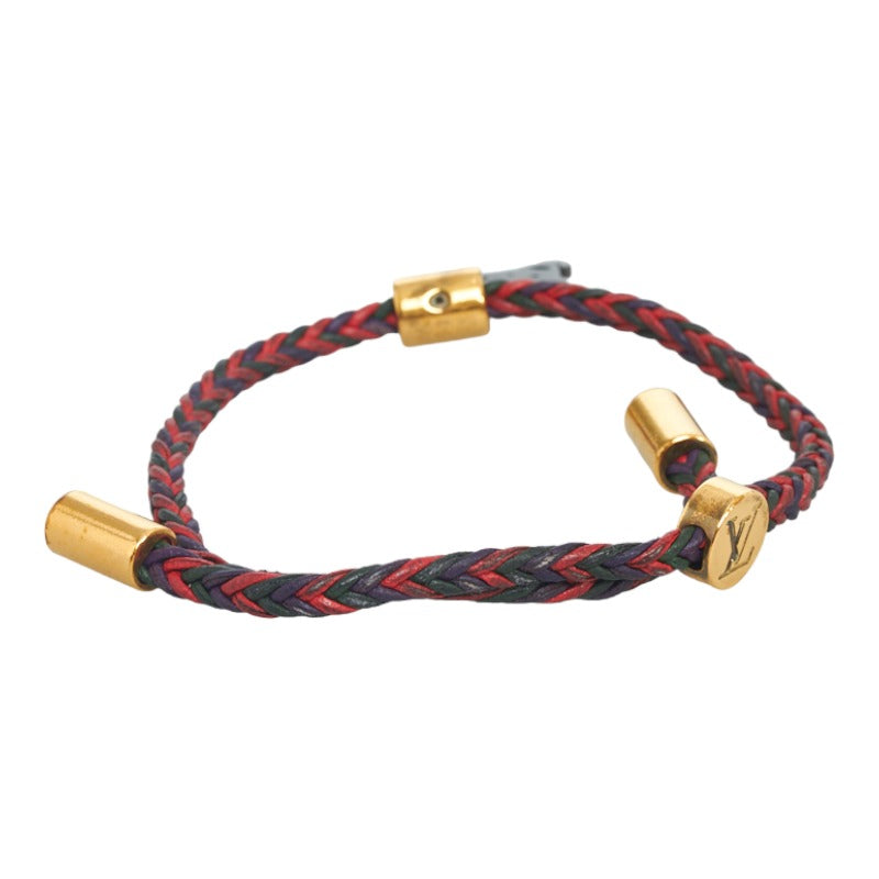 Louis Vuitton Bracelet MP234E Red Black Gold Leather Louis Vuitton