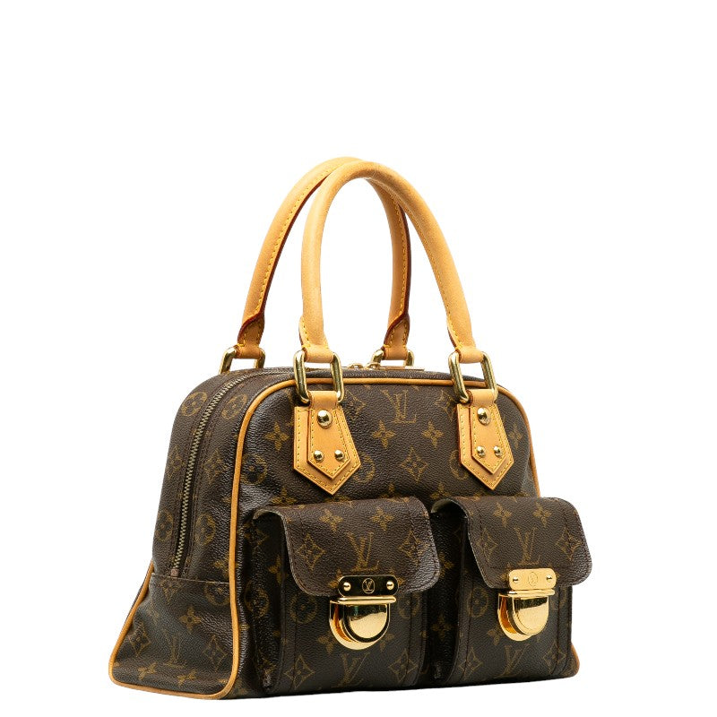 Louis Vuitton Monogram Manhattan PM Handbag M40026 Brown PVC Leather Louis Vuitton