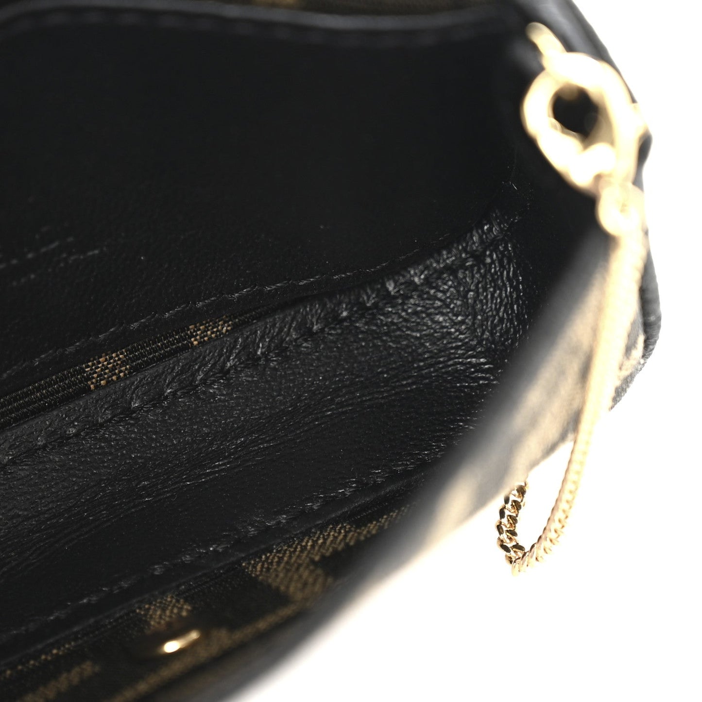 Fendi Fabric Jacquard FF 1974 Nano Baguette Charm Tobacco Moro Black