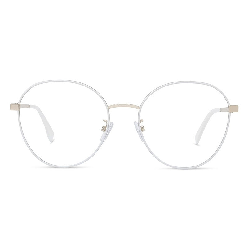 Fendi Eyeglasses Oval Full Rim, Light Gold Frame and Clear Demo Lenses Lens FE50008U033