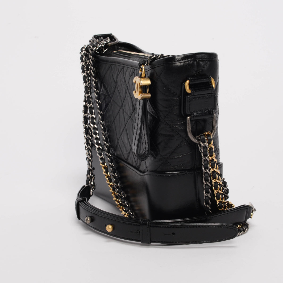 Chanel Black Aged Calfskin Medium Gabrielle Hobo Bag - Rovelle Bags