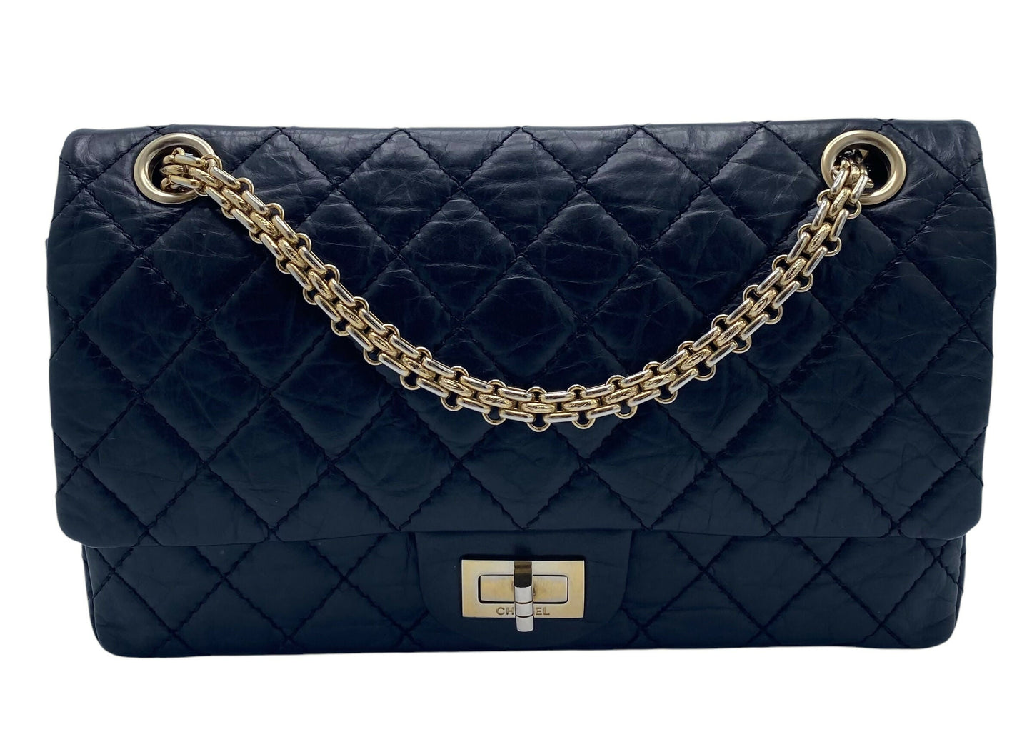 Chanel Black Quilted Aged Calfskin 2 55 Reissue 225 Small Double Flap Bag Gold Hardware
