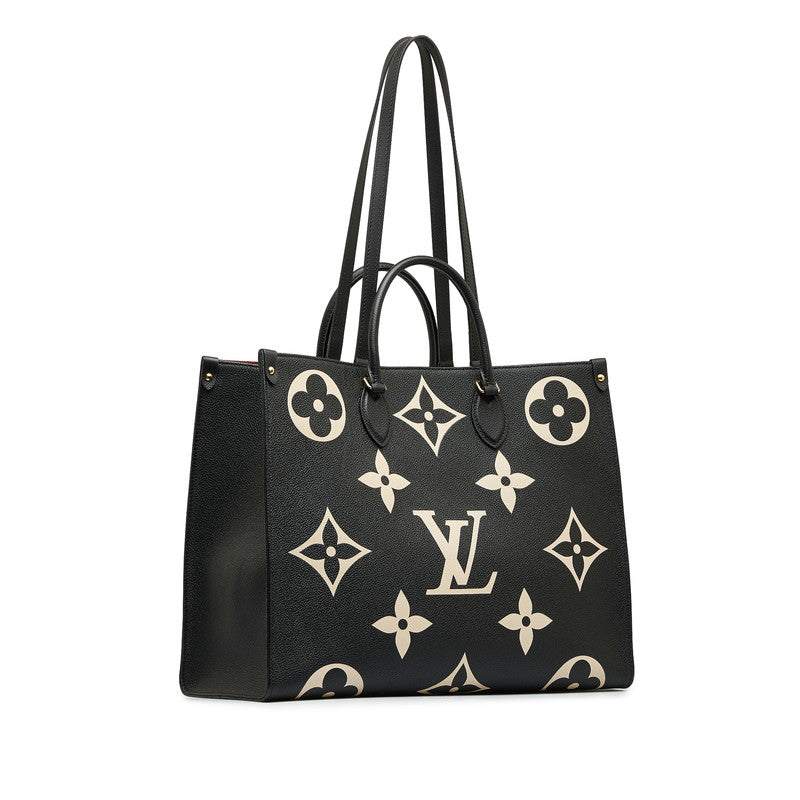 Louis Vuitton Monogram Implant Onzagor GM Handbag Shoulder Bag 2WAY M45945 Black Ivory Leather Louis Vuitton