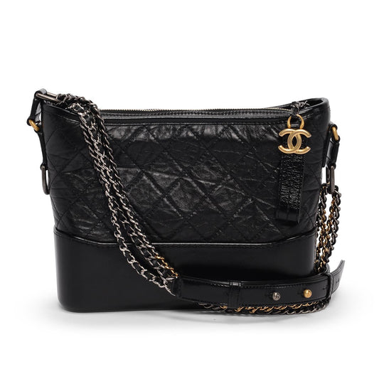 Chanel Black Aged Calfskin Medium Gabrielle Hobo Bag - Rovelle Bags