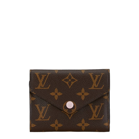 Louis Vuitton Monogram Portefolio Victoria Three Fold Wallet M62360 Rose Valerie Brown Pink PVC Louis Vuitton