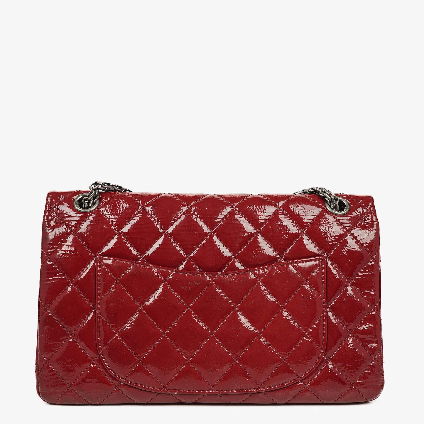 Chanel 2.55 226 Reissue Red Crinkled Patent Leather Flap Bag With Ruthenium Hardware