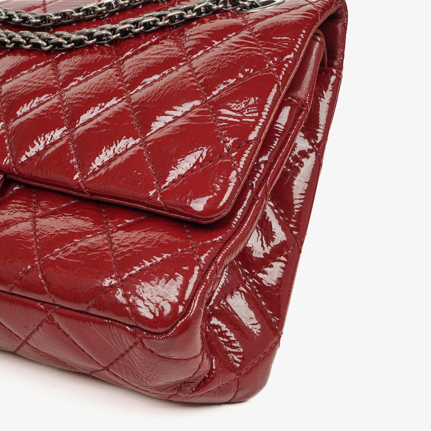 Chanel 2.55 226 Reissue Red Crinkled Patent Leather Flap Bag With Ruthenium Hardware