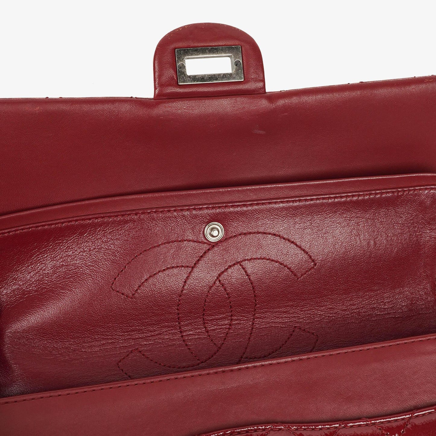Chanel 2.55 226 Reissue Red Crinkled Patent Leather Flap Bag With Ruthenium Hardware