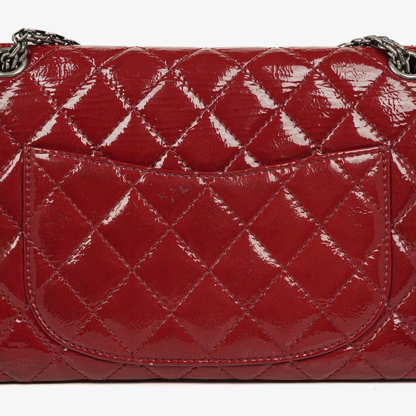 Chanel 2.55 226 Reissue Red Crinkled Patent Leather Flap Bag With Ruthenium Hardware