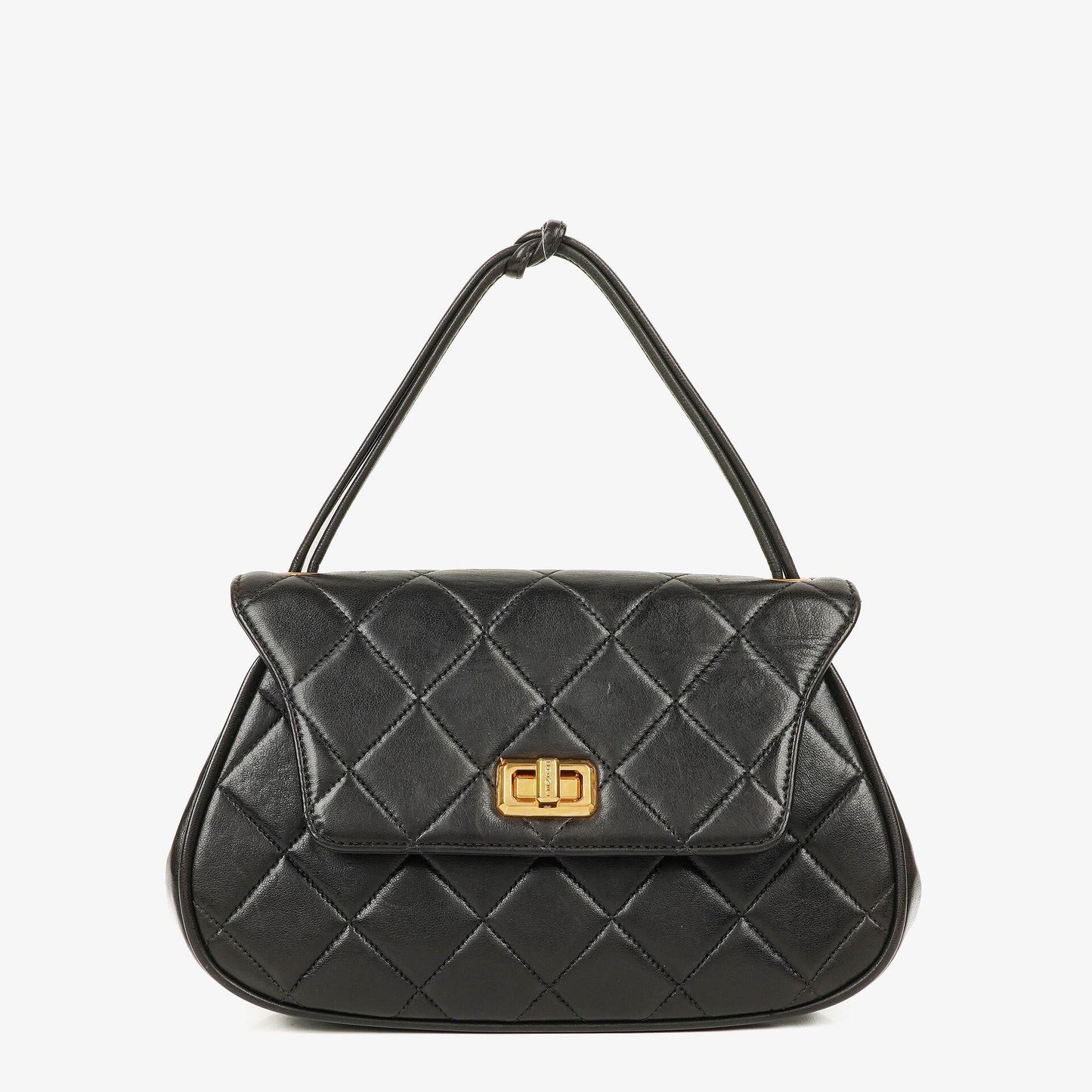 Chanel 2.55 Black Quilted Lambskin Top Handle Flap Bag