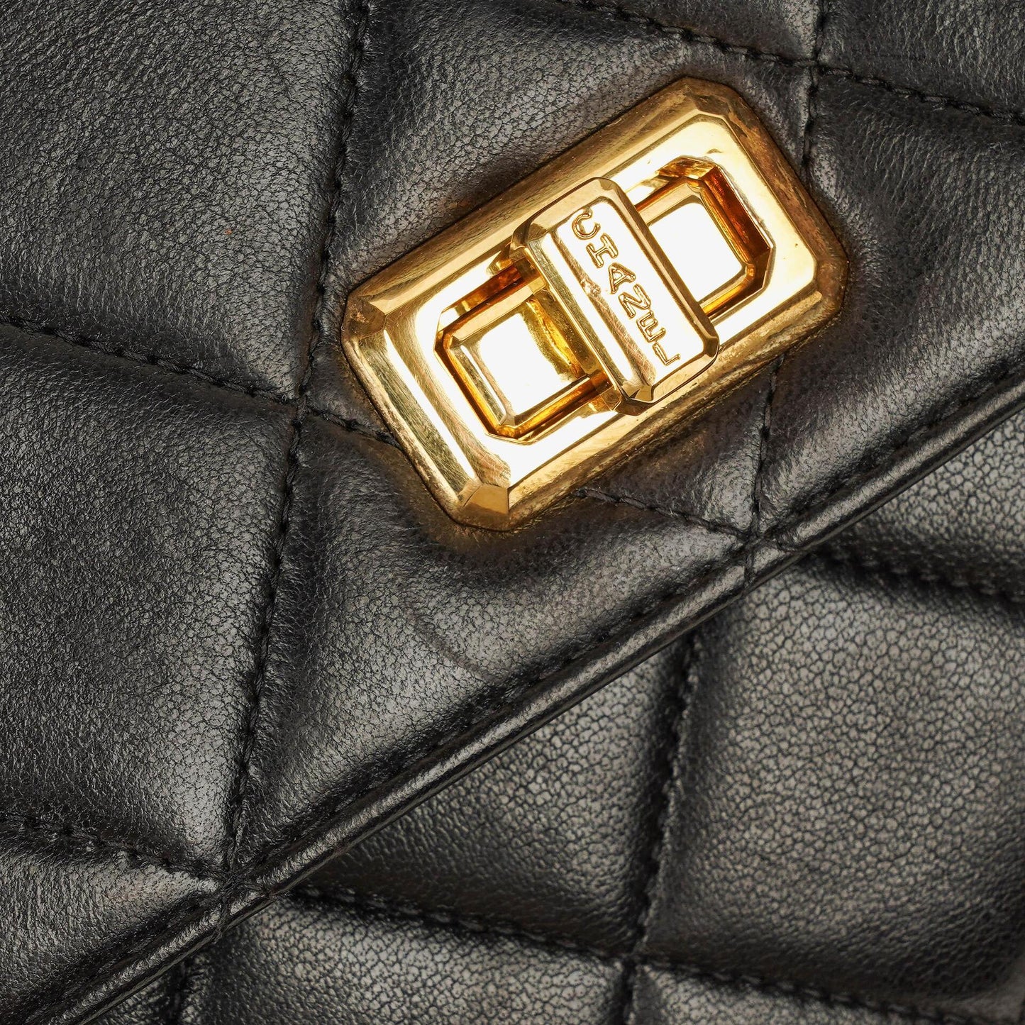 Chanel 2.55 Black Quilted Lambskin Top Handle Flap Bag